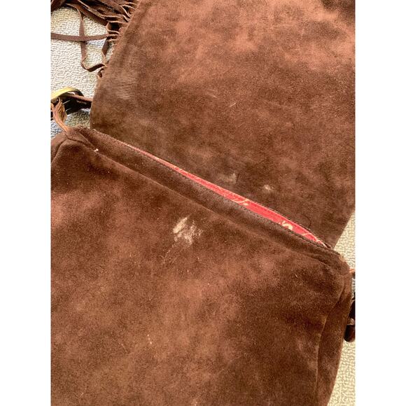 Isabella Fiore Women One Size Brown Suede Fringe Messenger Bag Floral - Picture 5 of 9